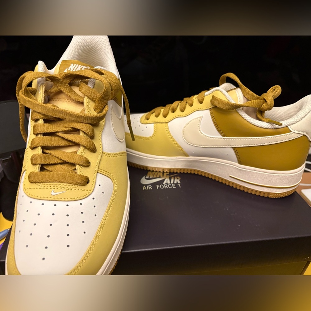 Nike Air Force 1 Mustard and White Sneakers